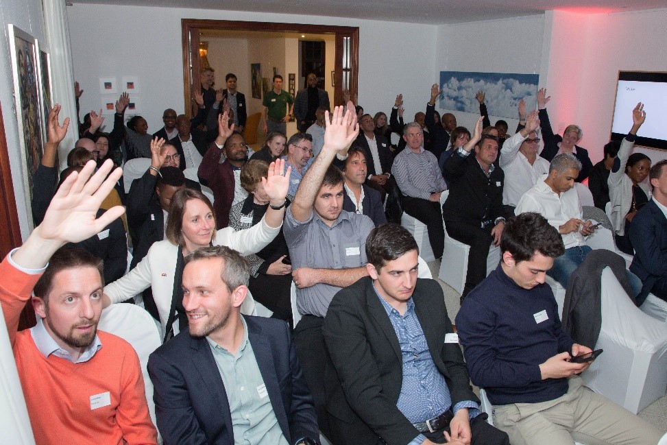 The audience votes for the pitch competition winner